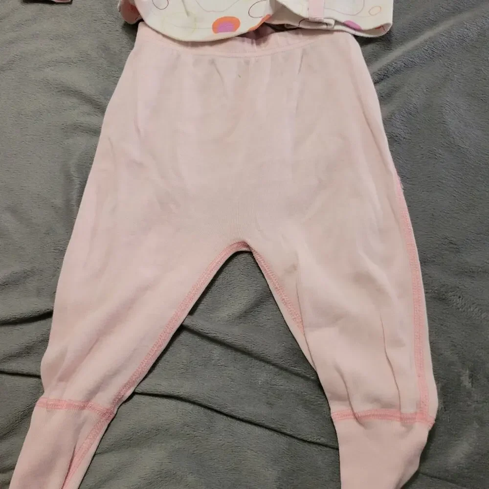 Hanna Andersson Pajama Set Baby Girls 6-12 Months Pink Snap‎ Front 100% Cotton